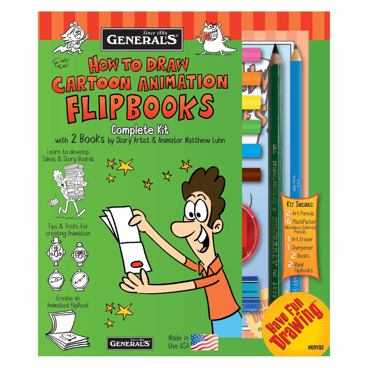 General Pencil How to Draw Cartoons Flip Book Kit